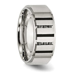 Chisel Stainless Steel Brushed Center Black IP-plated 1/6 Carat Diamond 9mm Band