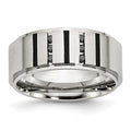 Chisel Stainless Steel Brushed Center Black IP-plated 1/6 Carat Diamond 9mm Band