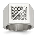 Chisel Stainless Steel Polished 1/4 Carat Black and White Diamond Ring