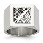 Chisel Stainless Steel Polished 1/4 Carat Black and White Diamond Ring