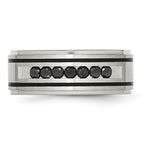 Chisel Stainless Steel Brushed and Polished Black IP-plated 1/2 Carat Black Diamond 9mm Band