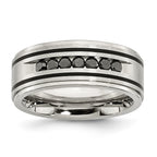 Chisel Stainless Steel Brushed and Polished Black IP-plated 1/2 Carat Black Diamond 9mm Band