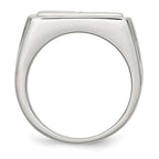 Chisel Stainless Steel Polished and Textured 1/15 Carat Diamond Cross 13.25mm Band