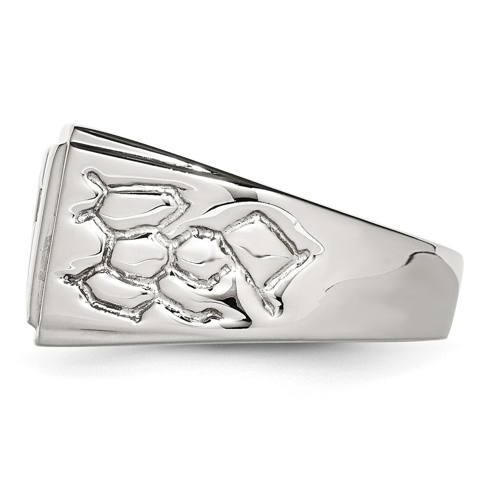 Chisel Stainless Steel Polished and Textured 1/15 Carat Diamond Cross 13.25mm Band