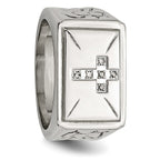 Chisel Stainless Steel Polished and Textured 1/15 Carat Diamond Cross 13.25mm Band