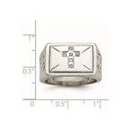 Chisel Stainless Steel Polished and Textured 1/15 Carat Diamond Cross 13.25mm Band