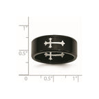 Chisel Stainless Steel Brushed Black IP-plated with Cross 9mm Band