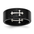 Chisel Stainless Steel Brushed Black IP-plated with Cross 9mm Band