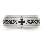 Chisel Stainless Steel Brushed and Polished Enamel Rotating Swirl Design 8mm Band