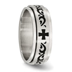Chisel Stainless Steel Brushed and Polished Enamel Rotating Swirl Design 8mm Band