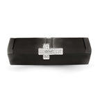 Chisel Stainless Steel Polished Black IP-plated 2pt Diamond Cross 8mm Band