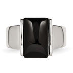 Stainless Steel Black Glass Ring