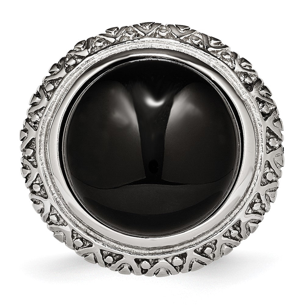 Stainless Steel Black Glass w/Textured Edge Ring
