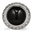 Stainless Steel Black Glass w/Textured Edge Ring