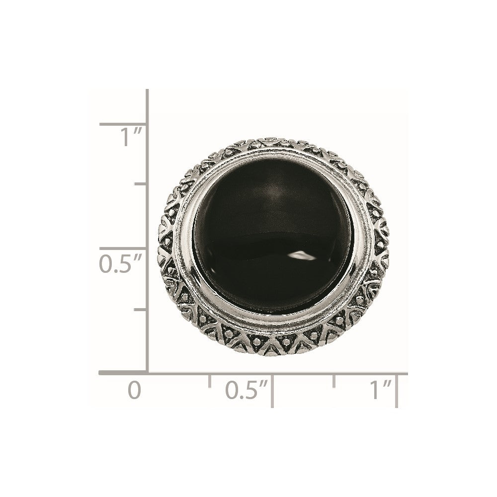 Stainless Steel Black Glass w/Textured Edge Ring
