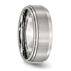 Chisel Stainless Steel Polished with Brushed Center 8mm Ridged Edge Band