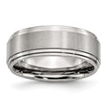 Chisel Stainless Steel Polished with Brushed Center 8mm Ridged Edge Band