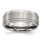 Chisel Stainless Steel Polished with Brushed Center 8mm Ridged Edge Band