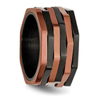 Stainless Steel Polished Black & Brown IP-plated Moveable 12mm Band