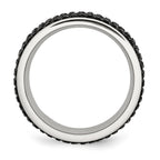Chisel Stainless Steel Polished with Black Crystal 9mm Band