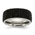Chisel Stainless Steel Polished with Black Crystal 9mm Band