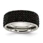 Chisel Stainless Steel Polished with Black Crystal 9mm Band