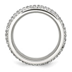 Chisel Stainless Steel Polished with Crystal 9mm Band
