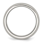 Chisel Stainless Steel Base with Polished Black Ceramic Center Beveled Band
