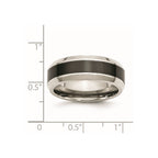 Chisel Stainless Steel Base with Polished Black Ceramic Center Beveled Band