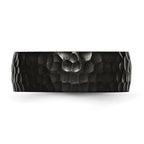 Chisel Stainless Steel Hammered Black IP-plated 8mm Band
