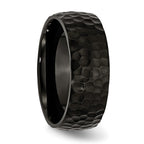 Chisel Stainless Steel Hammered Black IP-plated 8mm Band