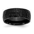 Chisel Stainless Steel Hammered Black IP-plated 8mm Band