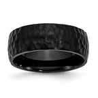 Chisel Stainless Steel Hammered Black IP-plated 8mm Band