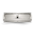 Chisel Stainless Steel Polished 8mm Grooved and Beaded Band