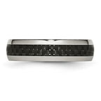 Chisel Stainless Steel Polished with Black Carbon Fiber Inlay 6mm Band