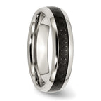 Chisel Stainless Steel Polished with Black Carbon Fiber Inlay 6mm Band