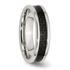 Chisel Stainless Steel Polished with Black Carbon Fiber Inlay 6mm Band
