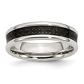 Chisel Stainless Steel Polished with Black Carbon Fiber Inlay 6mm Band