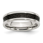 Chisel Stainless Steel Polished with Black Carbon Fiber Inlay 6mm Band