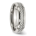 Chisel Stainless Steel Polished with Grey Carbon Fiber Inlay 6mm Band