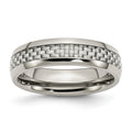 Chisel Stainless Steel Polished with Grey Carbon Fiber Inlay 6mm Band