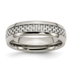 Chisel Stainless Steel Polished with Grey Carbon Fiber Inlay 6mm Band