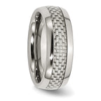 Chisel Stainless Steel Polished with Grey Carbon Fiber Inlay 8mm Band