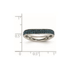 Stainless Steel 4mm Polished Blue Crystal Wavy Ring