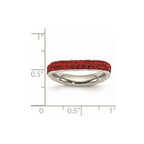 Stainless Steel 4mm Polished Red Crystal Ring