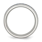 Chisel Stainless Steel Polished with Blue Carbon Fiber Inlay 8mm Band