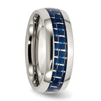 Chisel Stainless Steel Polished with Blue Carbon Fiber Inlay 8mm Band