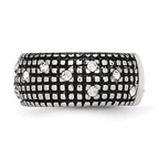 Stainless Steel Antiqued and Polished w/Crystal 10mm Band