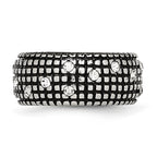 Stainless Steel Antiqued and Polished w/Crystal 10mm Band