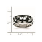 Stainless Steel Antiqued and Polished w/Crystal 10mm Band